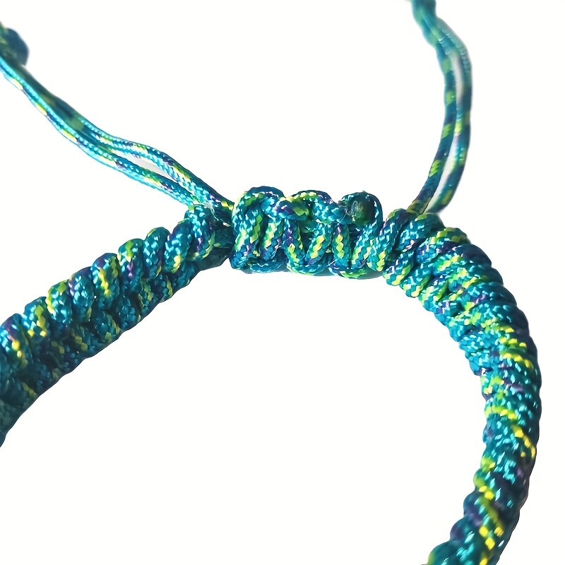 Adjustable Braided Nylon Rope Bracelet Colorful Striped Camping Accessory